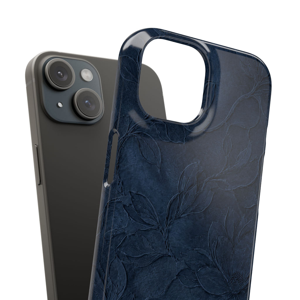 Navy Floral Textured Snap Case