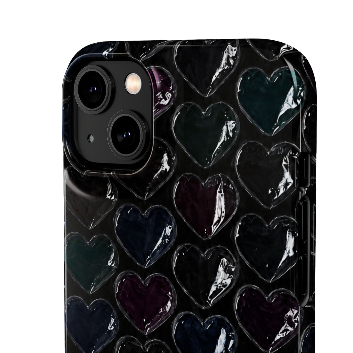 Black Pop Hearts Snap Case