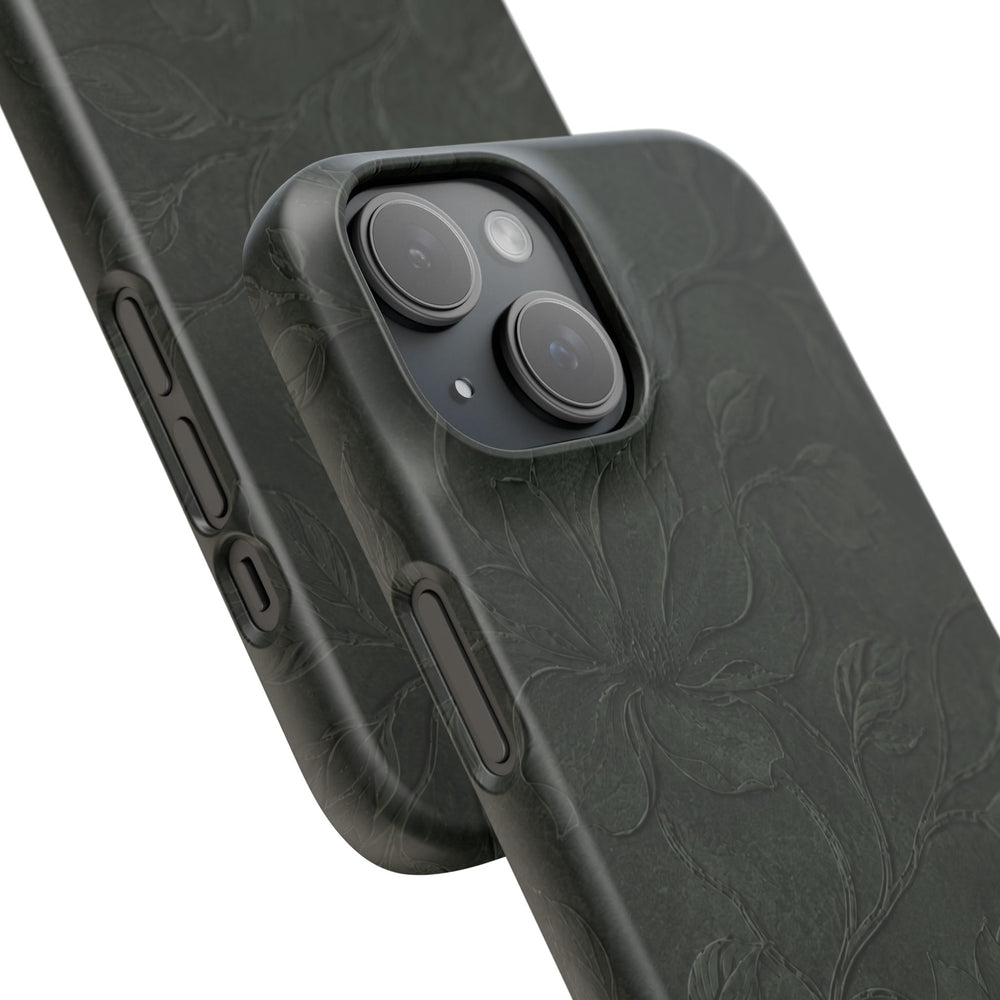 Dark Olive Floral Texture Snap Case