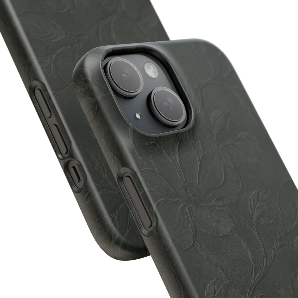 Dark Olive Floral Texture Snap Case