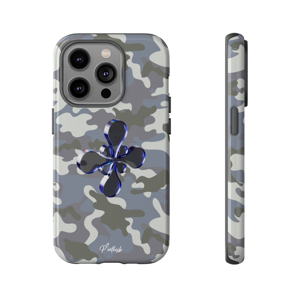 Camouflage with Blue Metallic Clover Tough Case