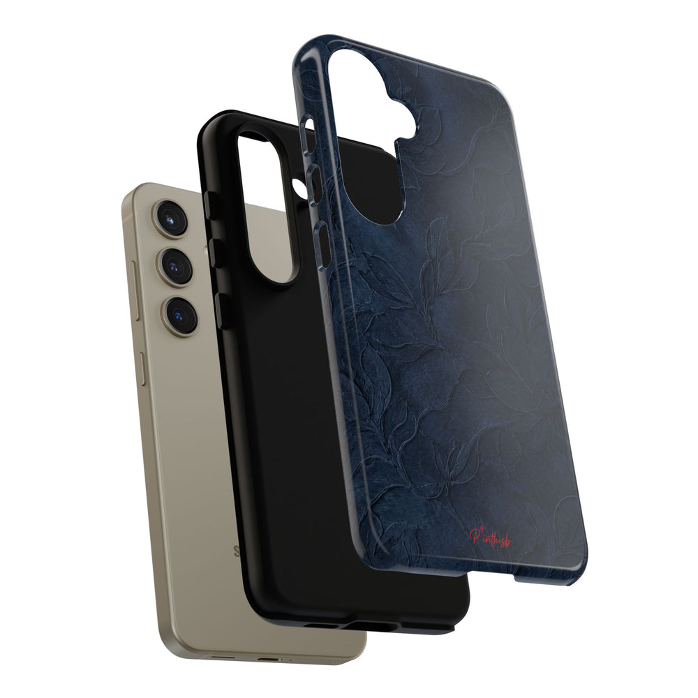 Navy Floral Textured Tough Case