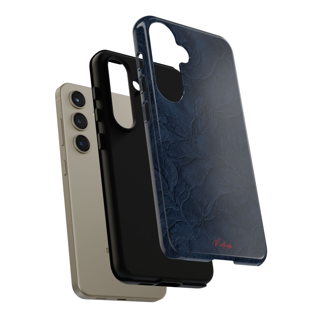 Navy Floral Textured Tough Case