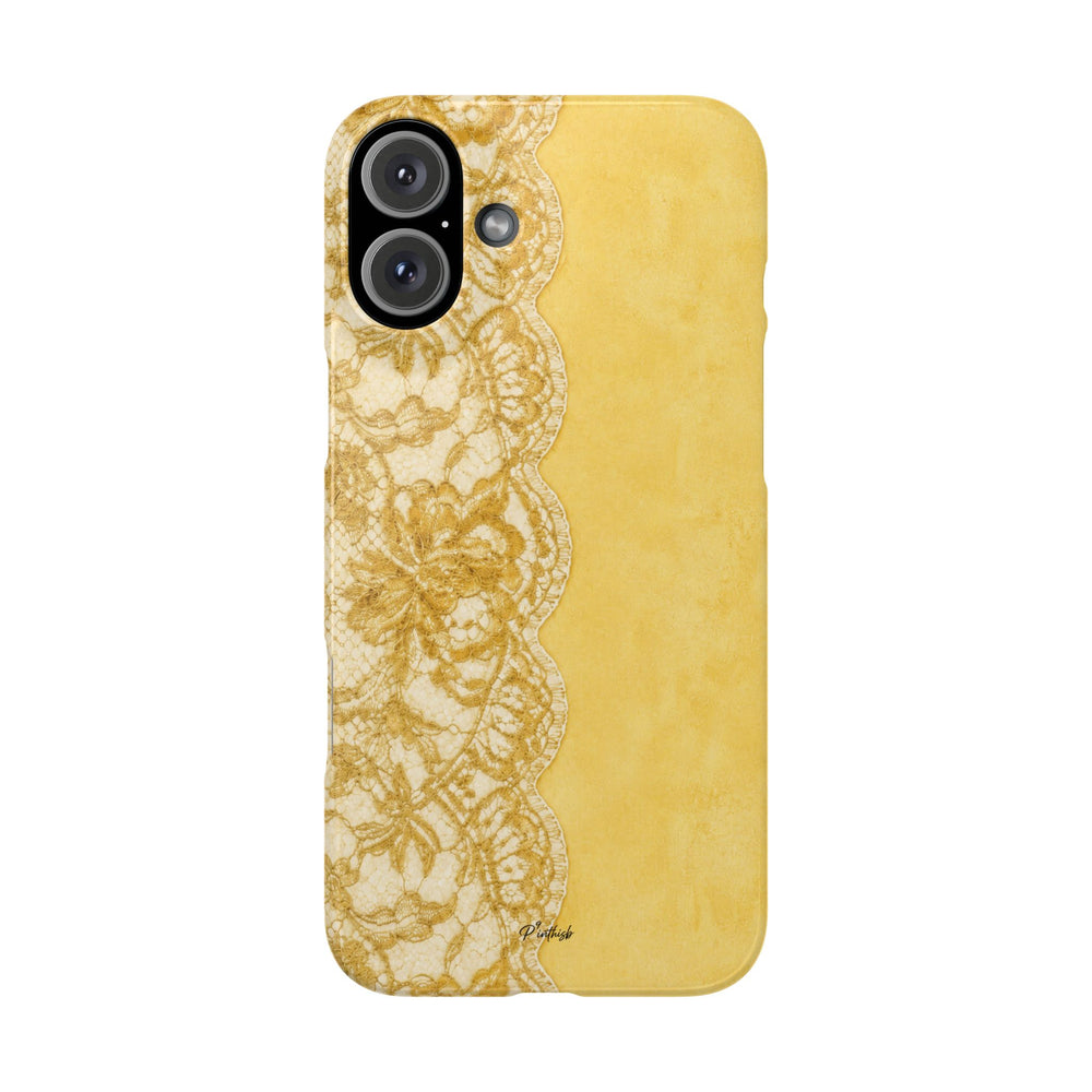 Yellow Vintage Lace Snap Case