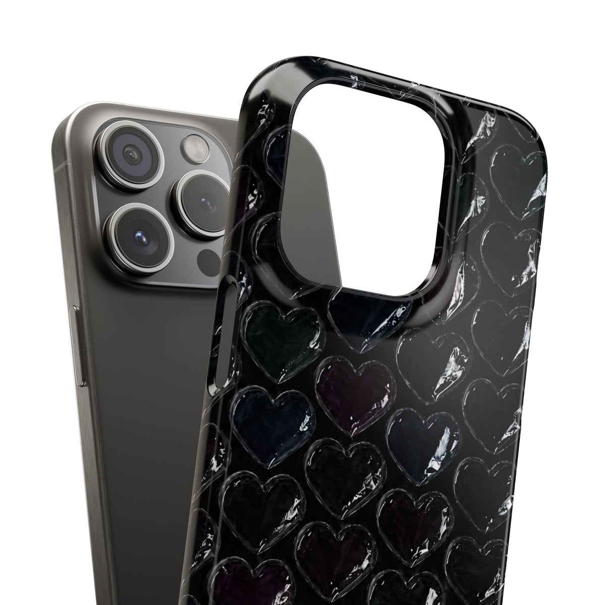 Black Pop Hearts Snap Case