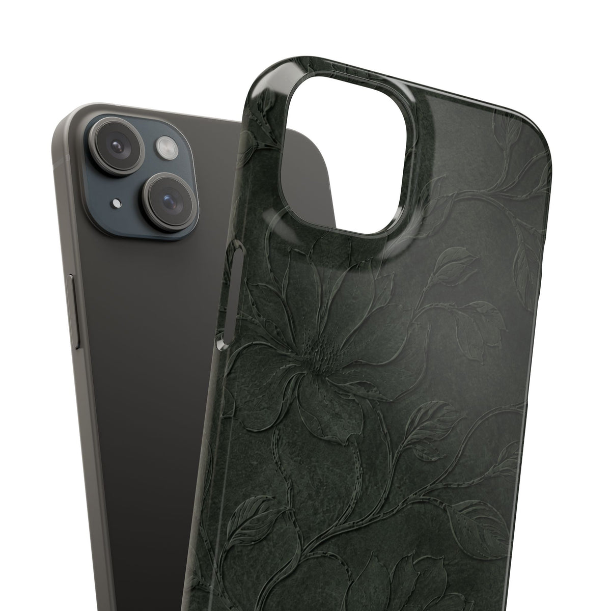 Dark Olive Floral Texture Snap Case