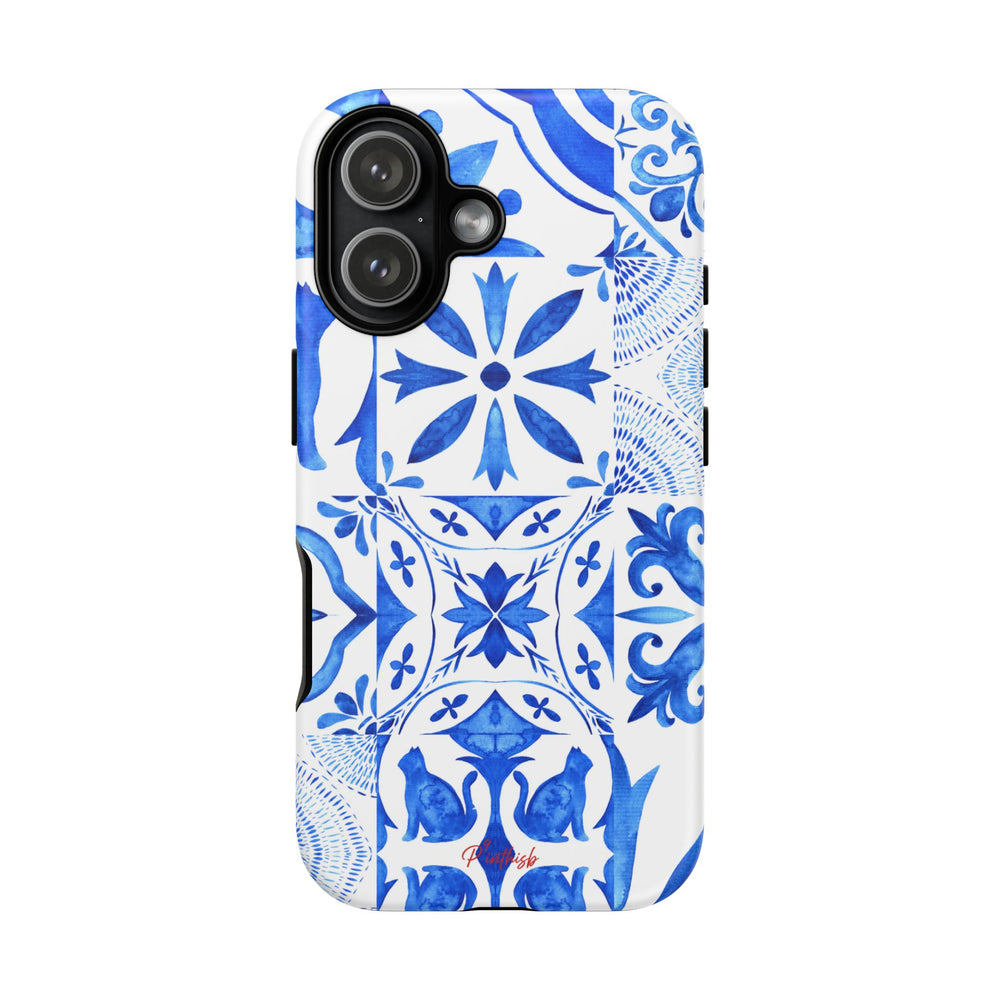 Blue Tile Pattern Tough Phone Case
