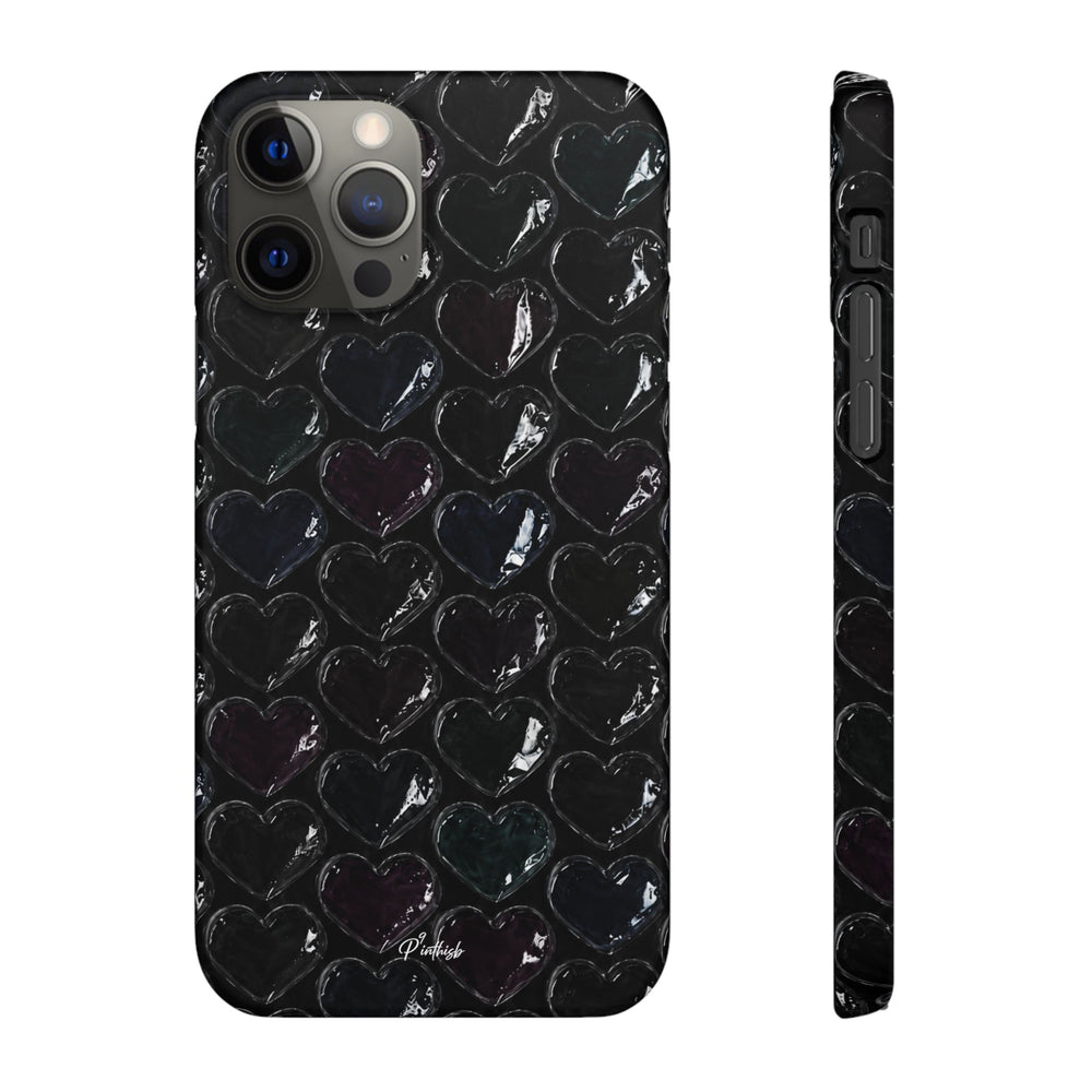 Black Pop Hearts Snap Case