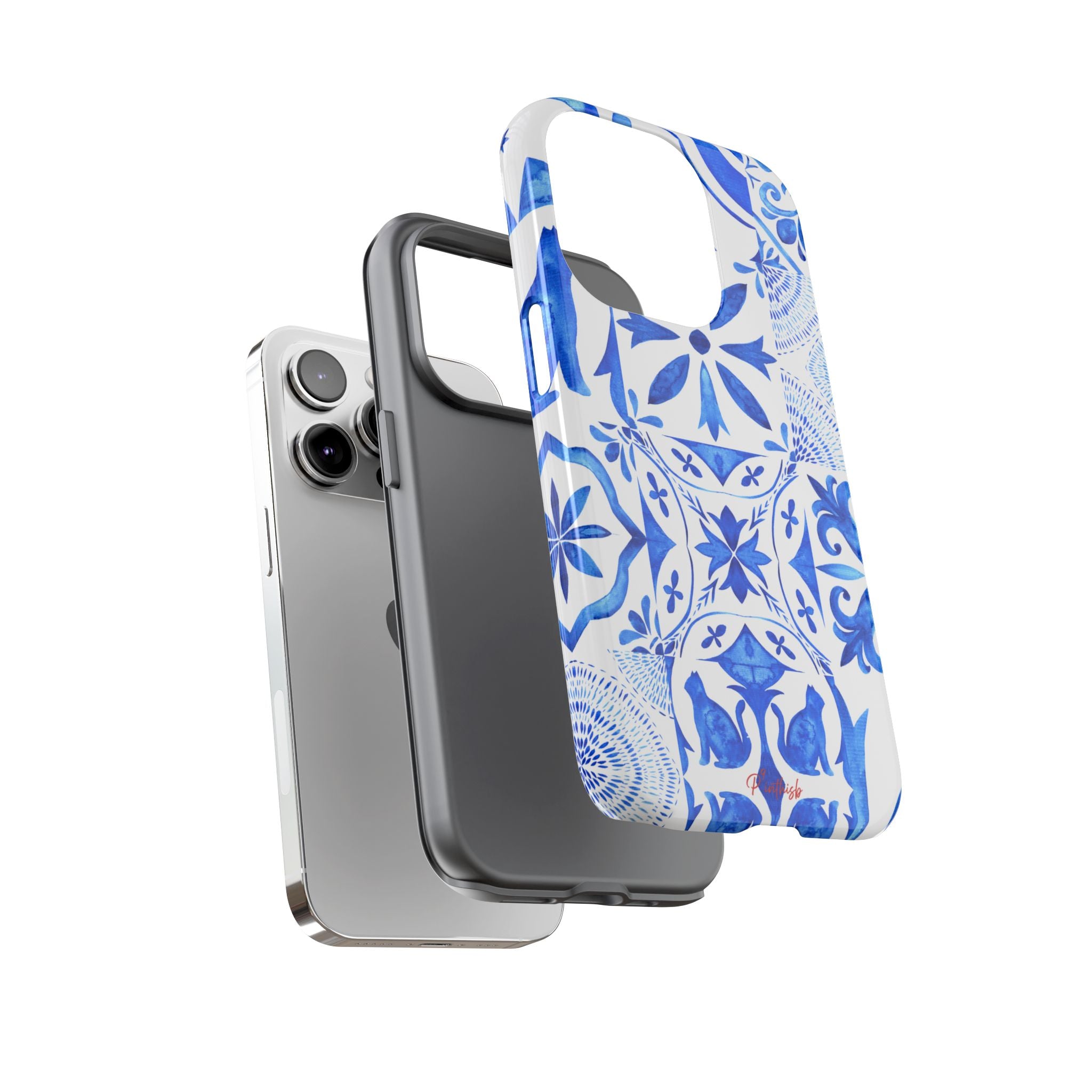 Blue Tile Pattern Tough Phone Case