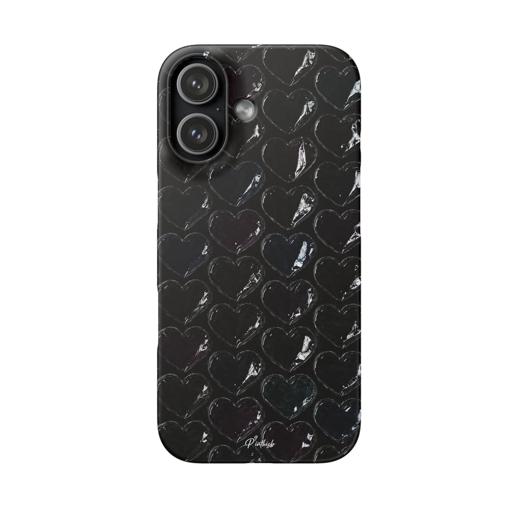 Black Pop Hearts Snap Case