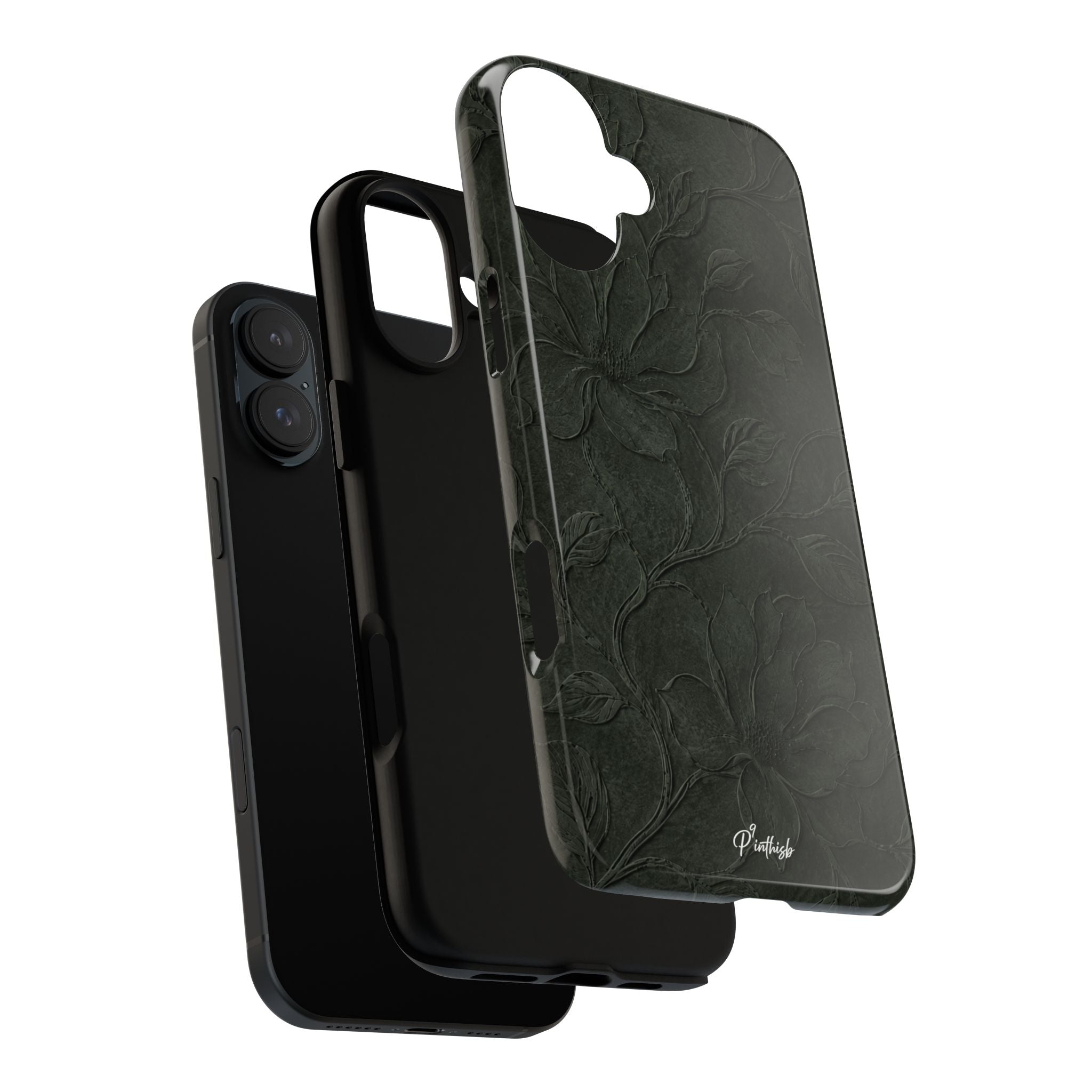 Dark Olive Floral Texture Tough Case
