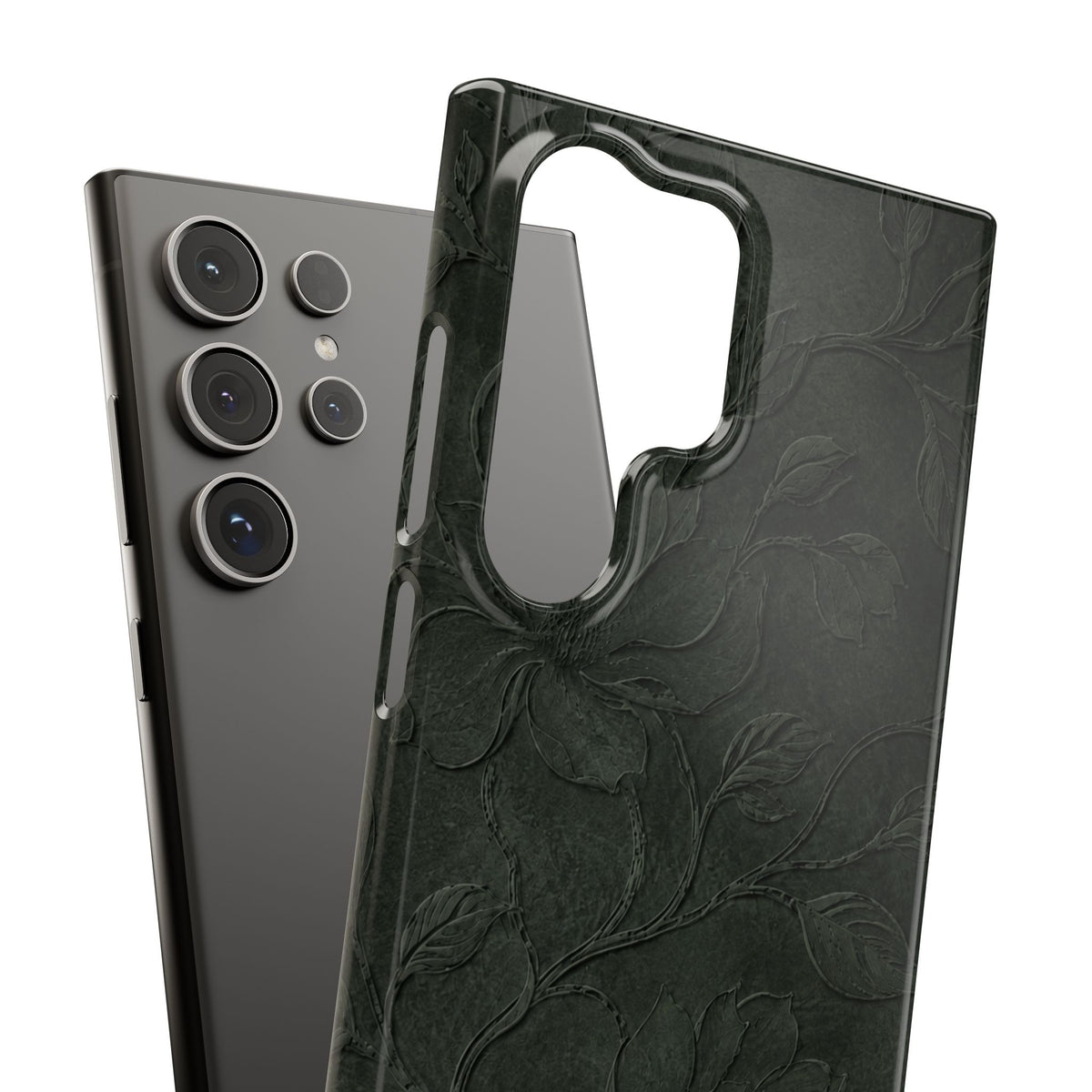 Dark Olive Floral Texture Snap Case