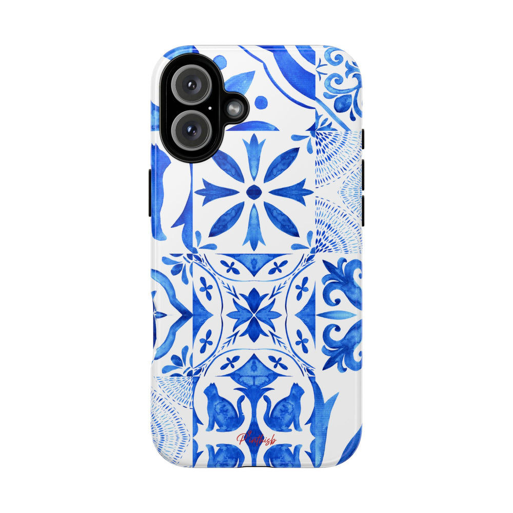 Blue Tile Pattern Tough Phone Case