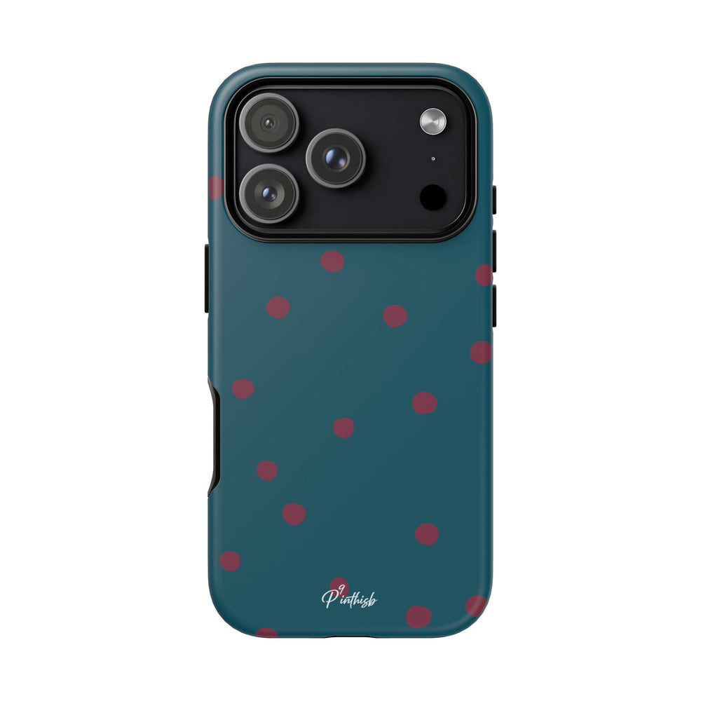 Teal & Burgundy Polka Dot Tough Phone Case