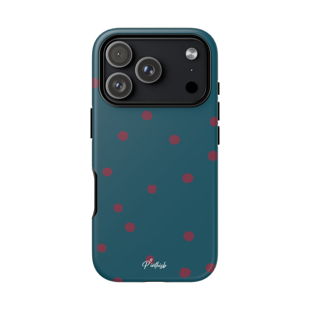 Teal & Burgundy Polka Dot Tough Phone Case