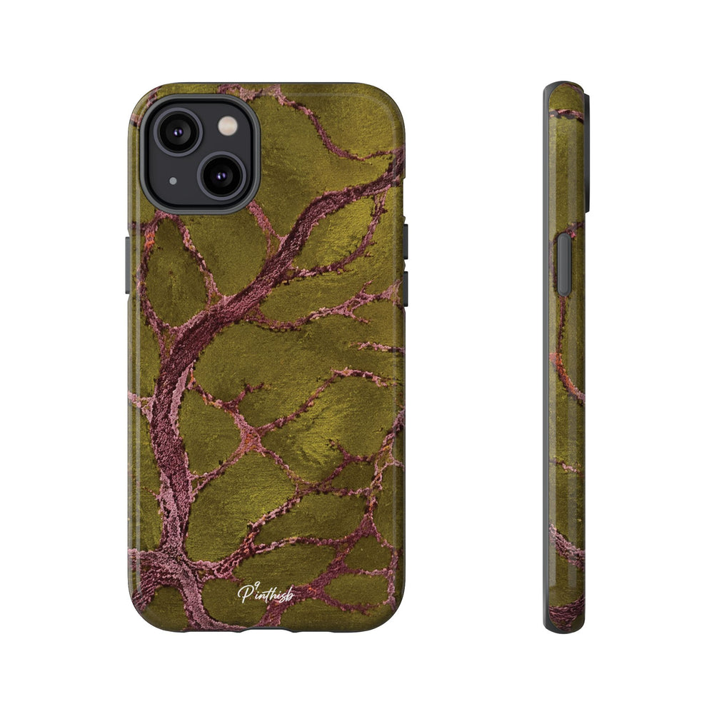 Olive & Rose Gold Tree Pattern Phone Case