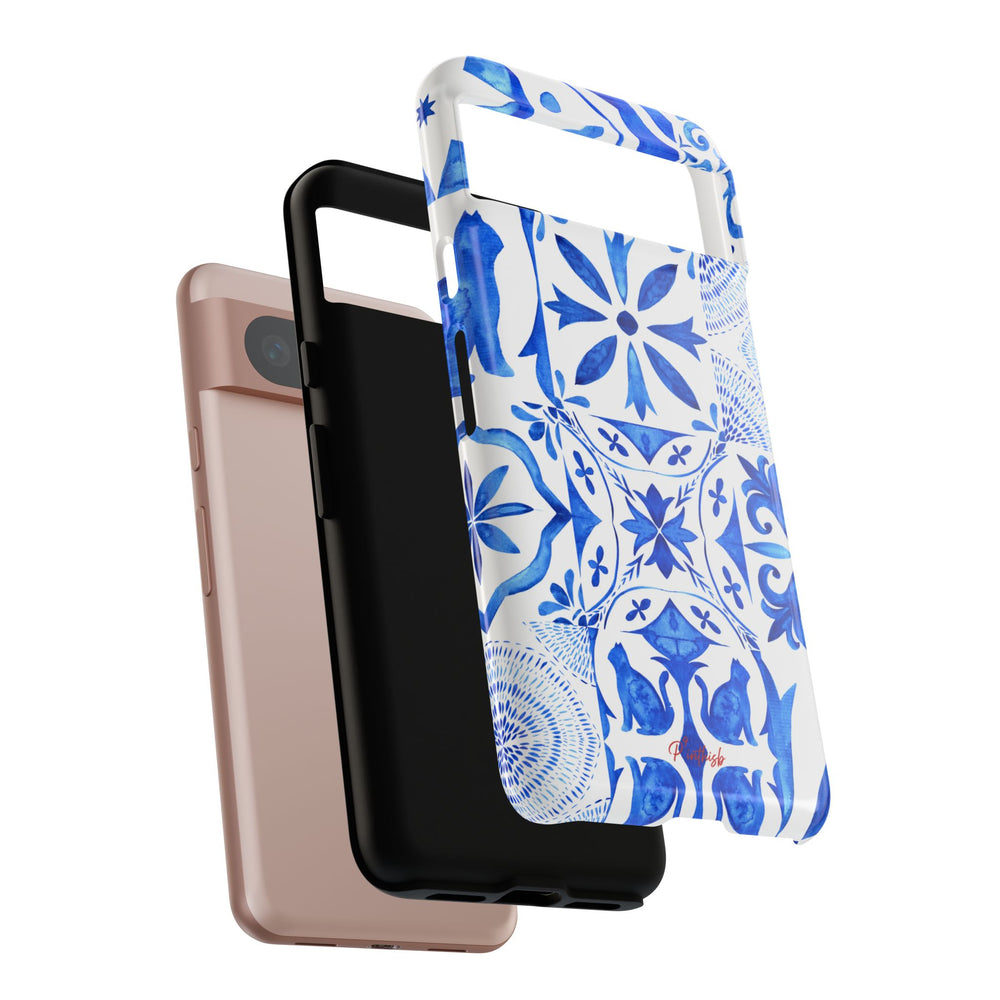 Blue Tile Pattern Tough Phone Case