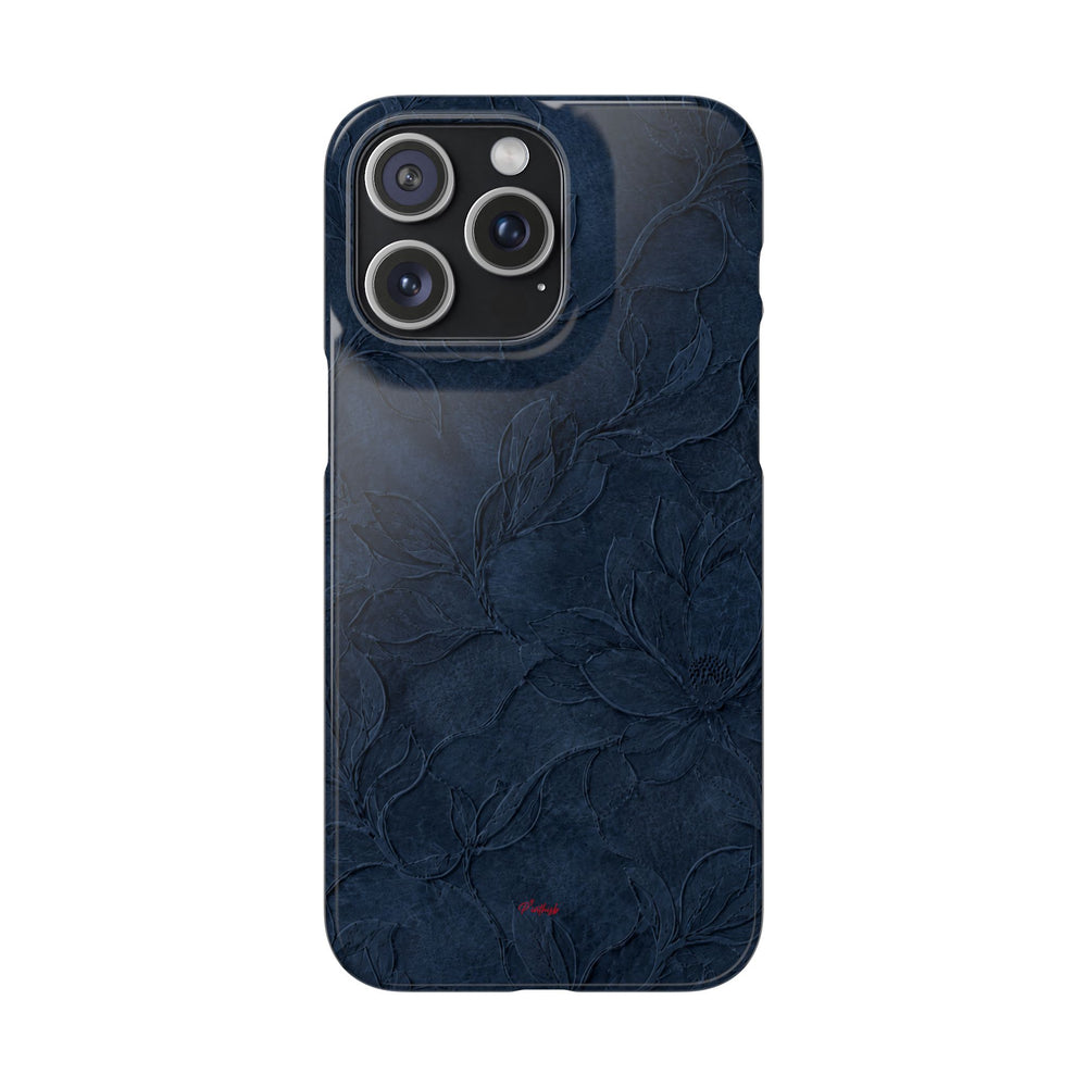 Navy Floral Textured Snap Case