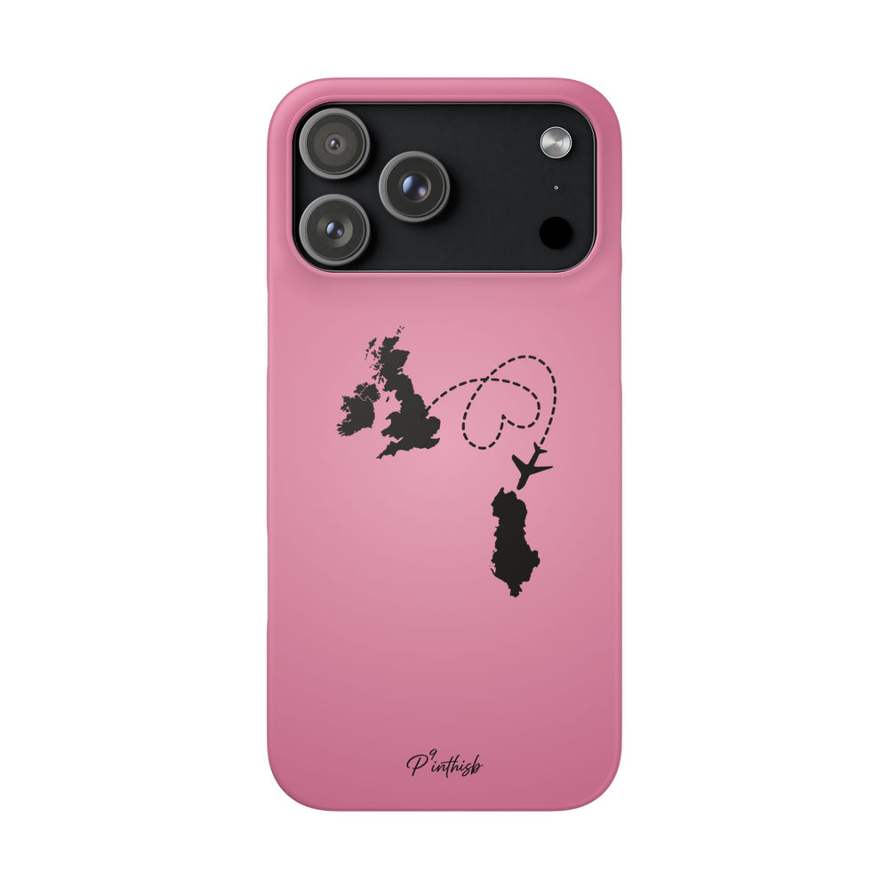 UK to Albania Pink Snap Phone Case