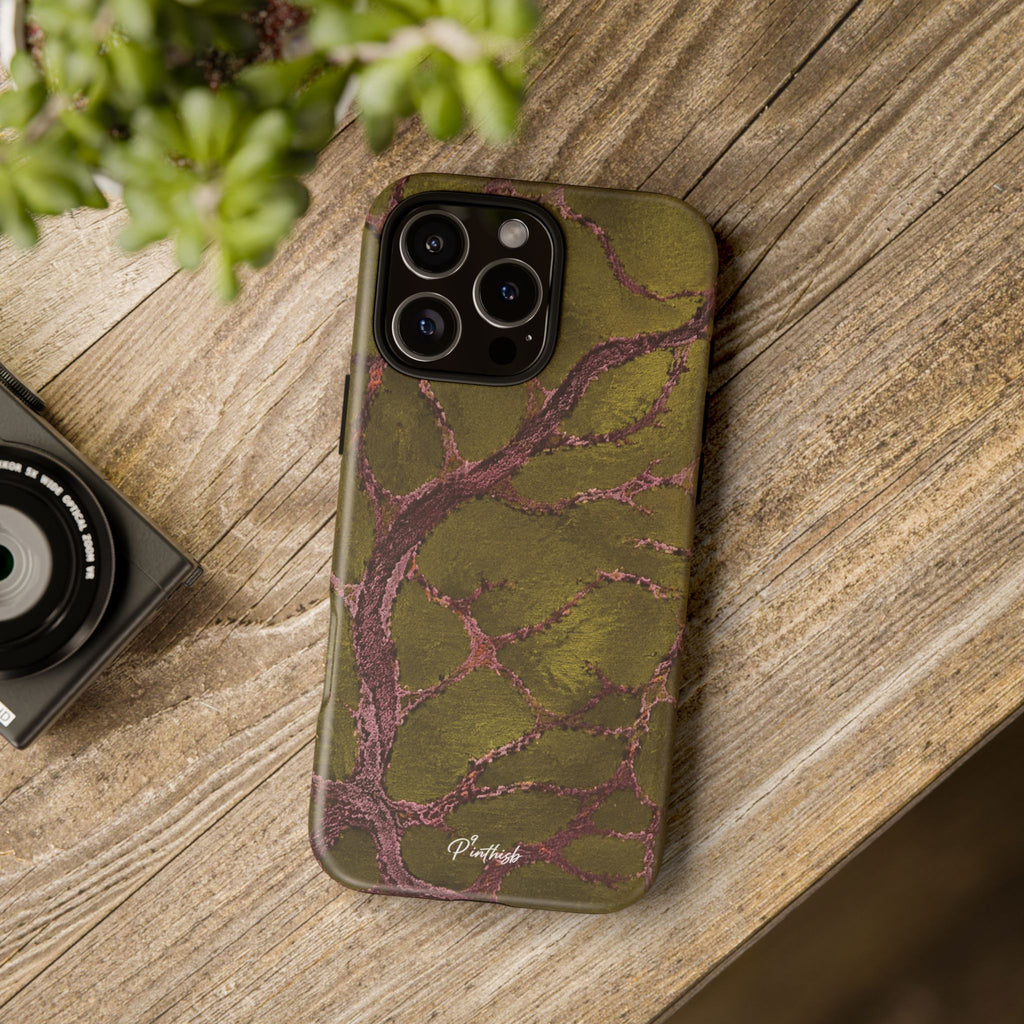 Olive & Rose Gold Tree Pattern Phone Case
