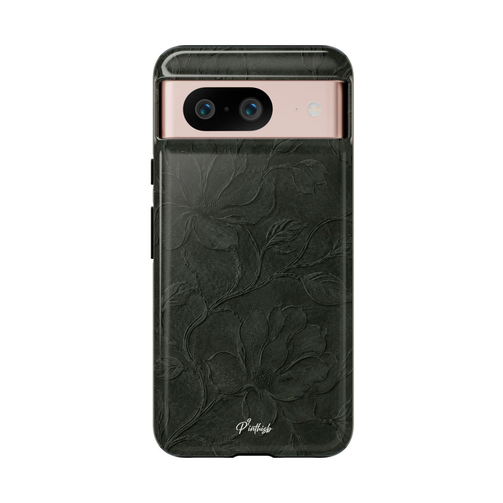 Dark Olive Floral Texture Tough Case