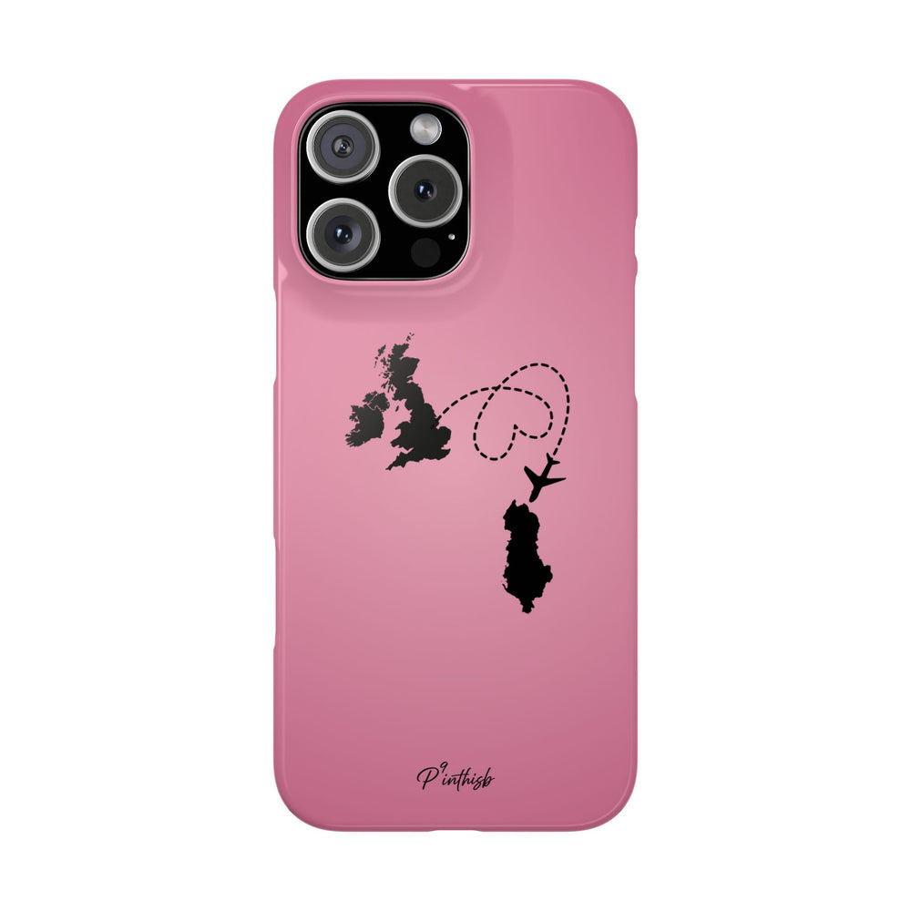UK to Albania Pink Snap Phone Case