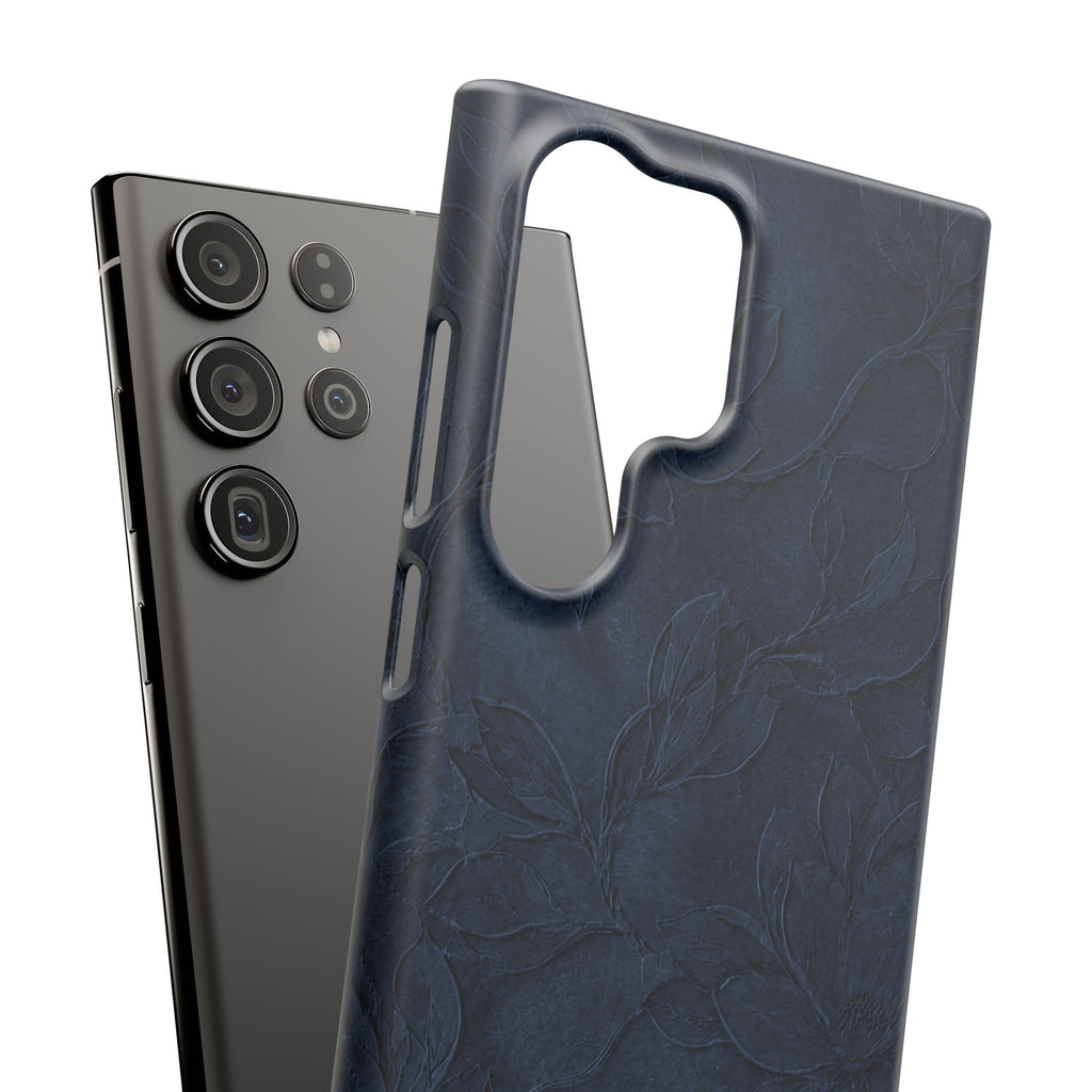 Navy Floral Textured Snap Case