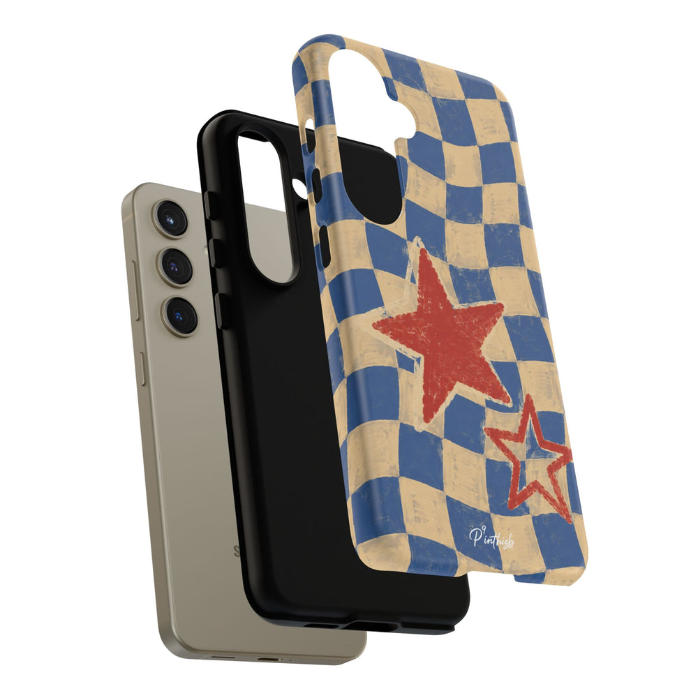 Blue & Cream Retro Star Phone Case