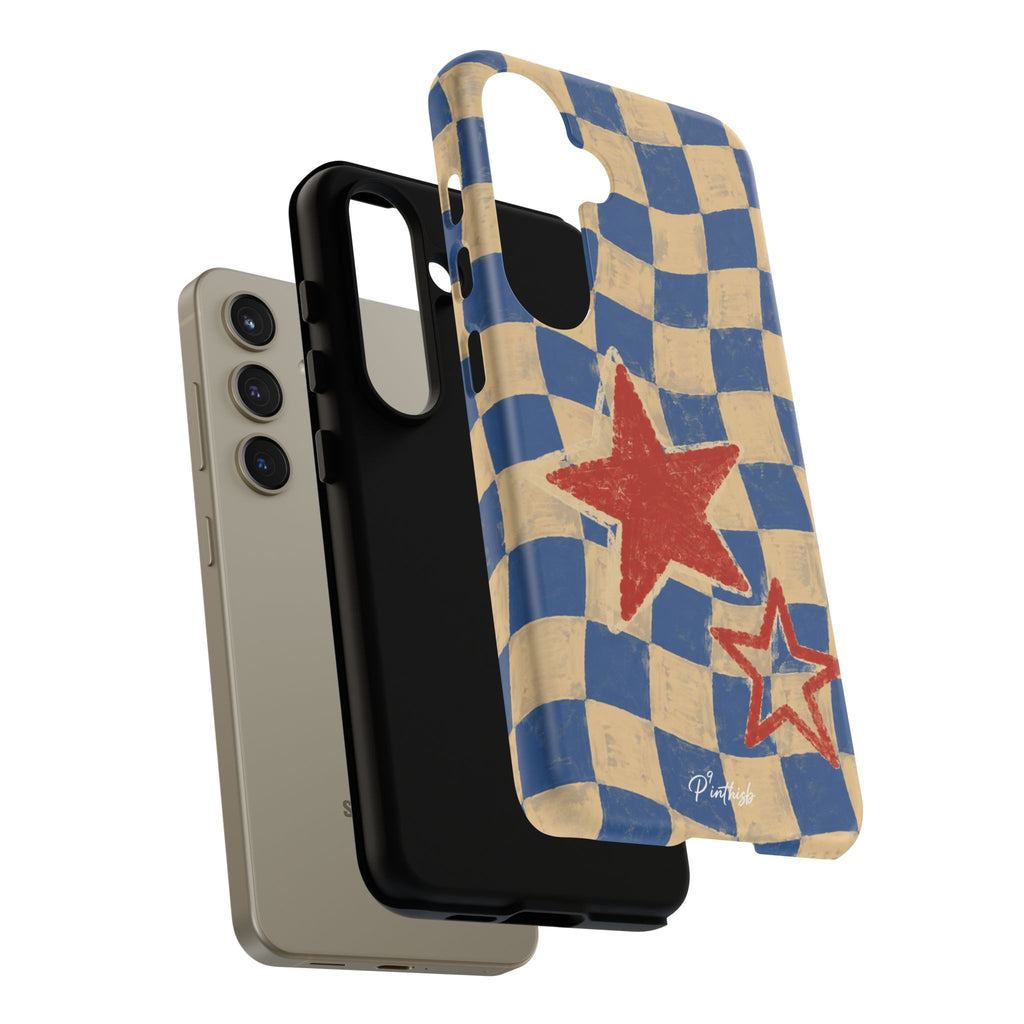 Blue & Cream Retro Star Phone Case