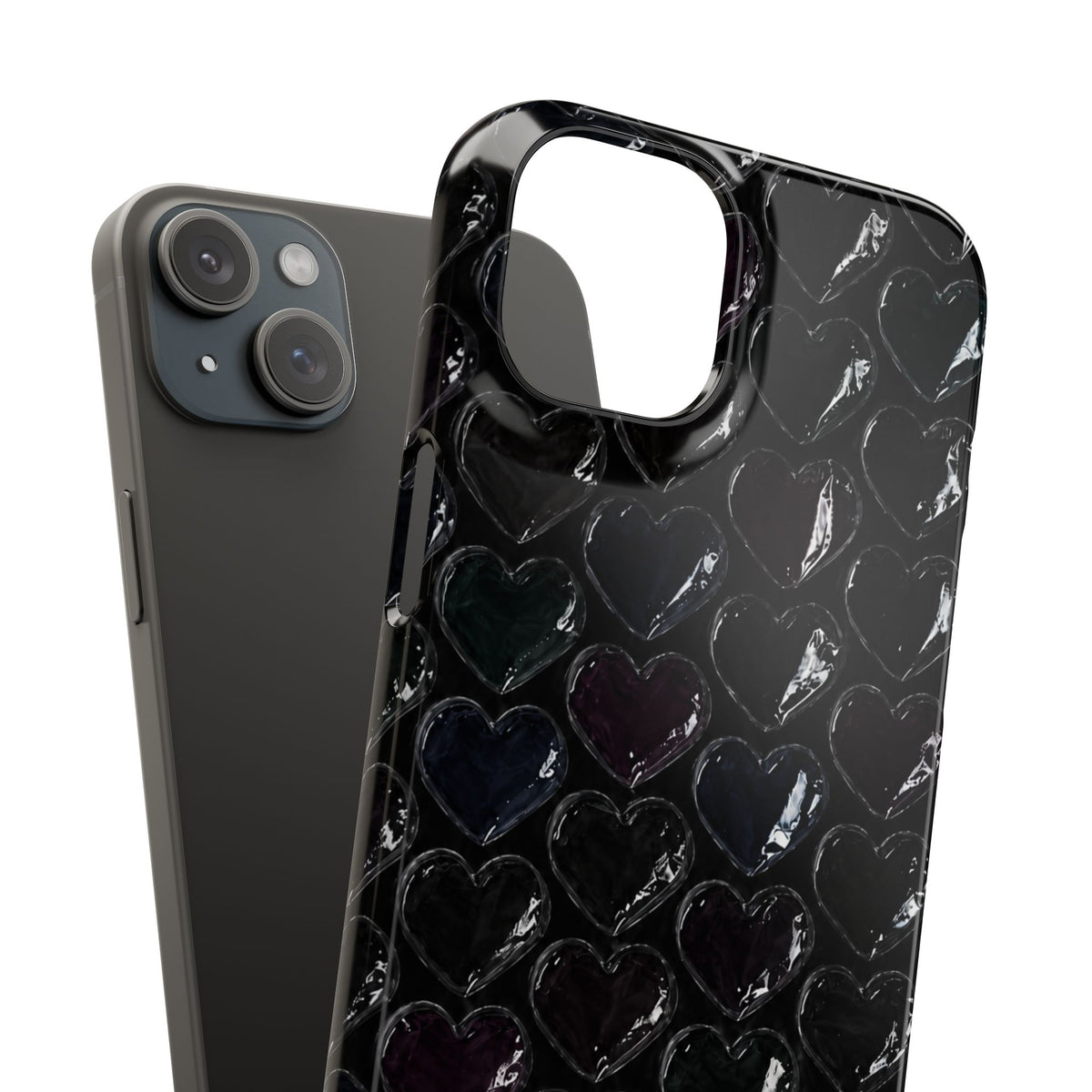 Black Pop Hearts Snap Case