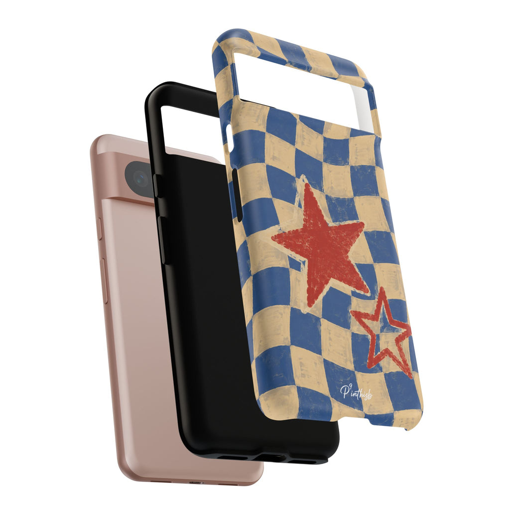 Blue & Cream Retro Star Phone Case