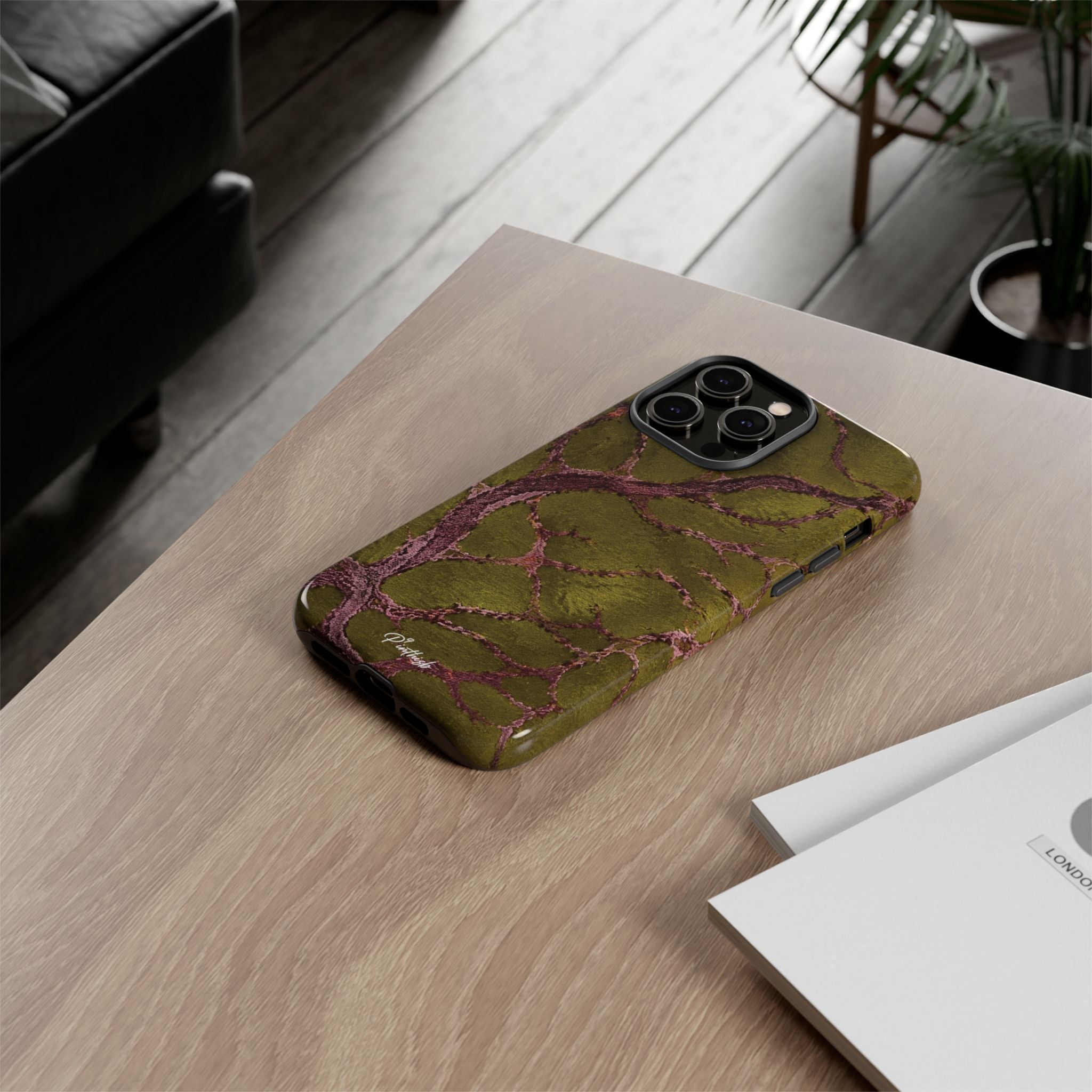 Olive & Rose Gold Tree Pattern Phone Case