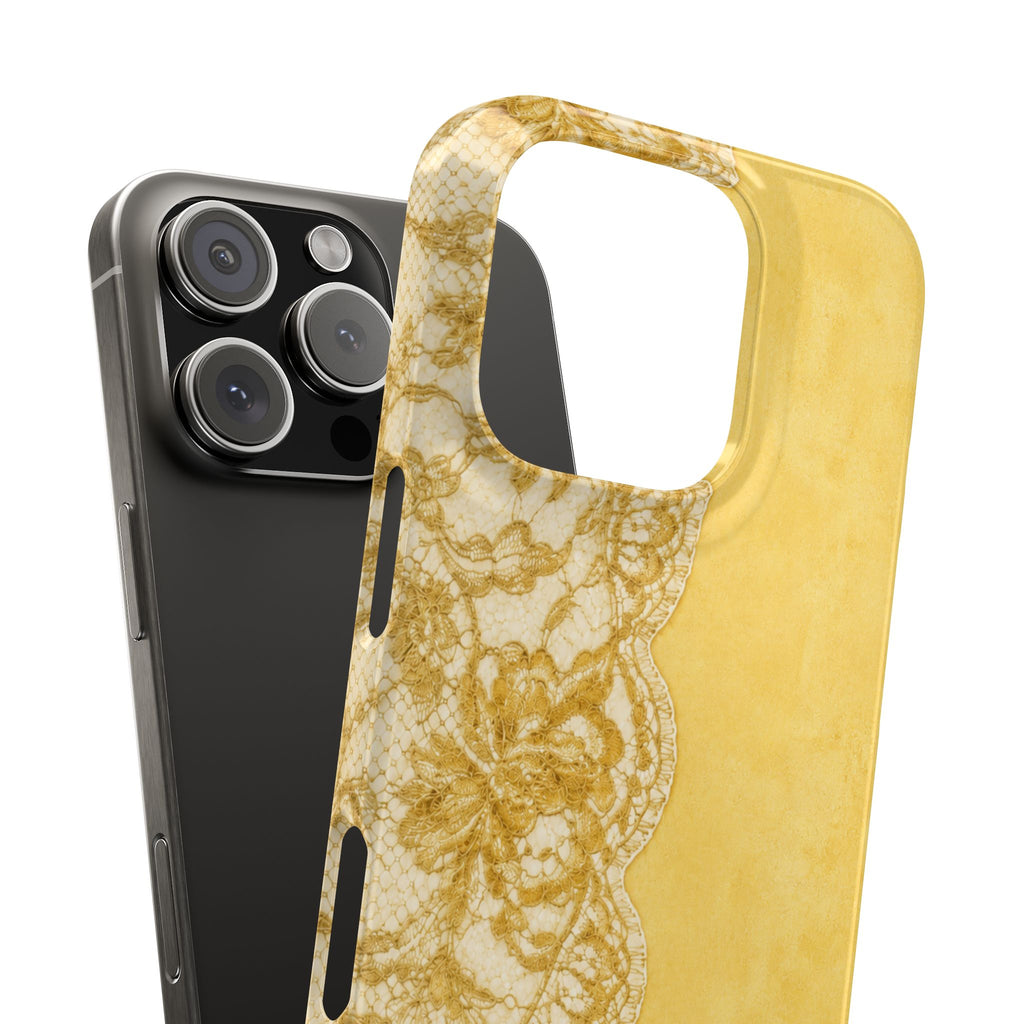 Yellow Vintage Lace Snap Case