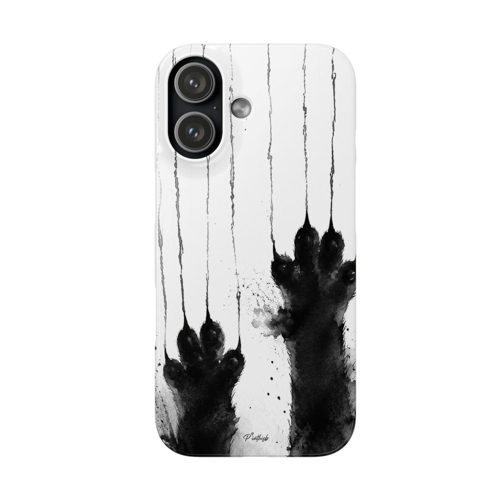 Black Ink Paw Print Snap Case
