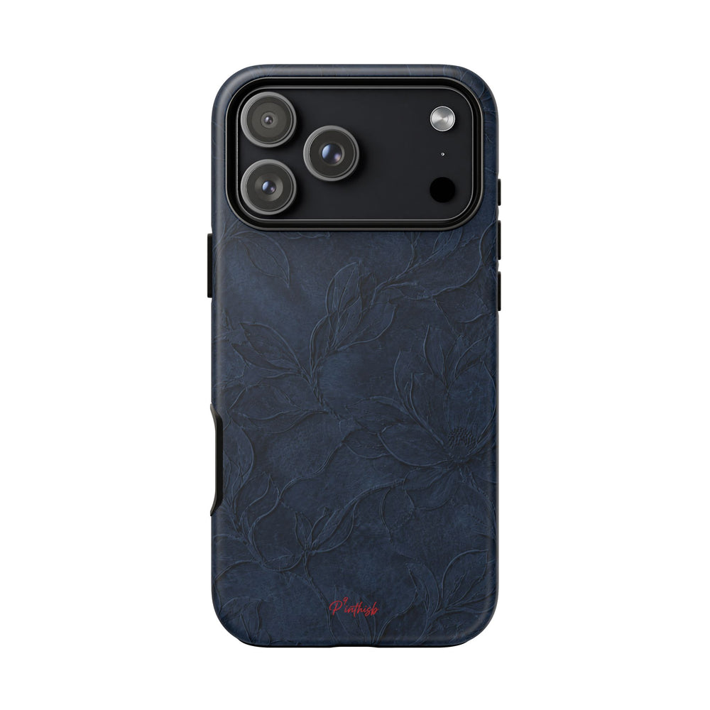 Navy Floral Textured Tough Case