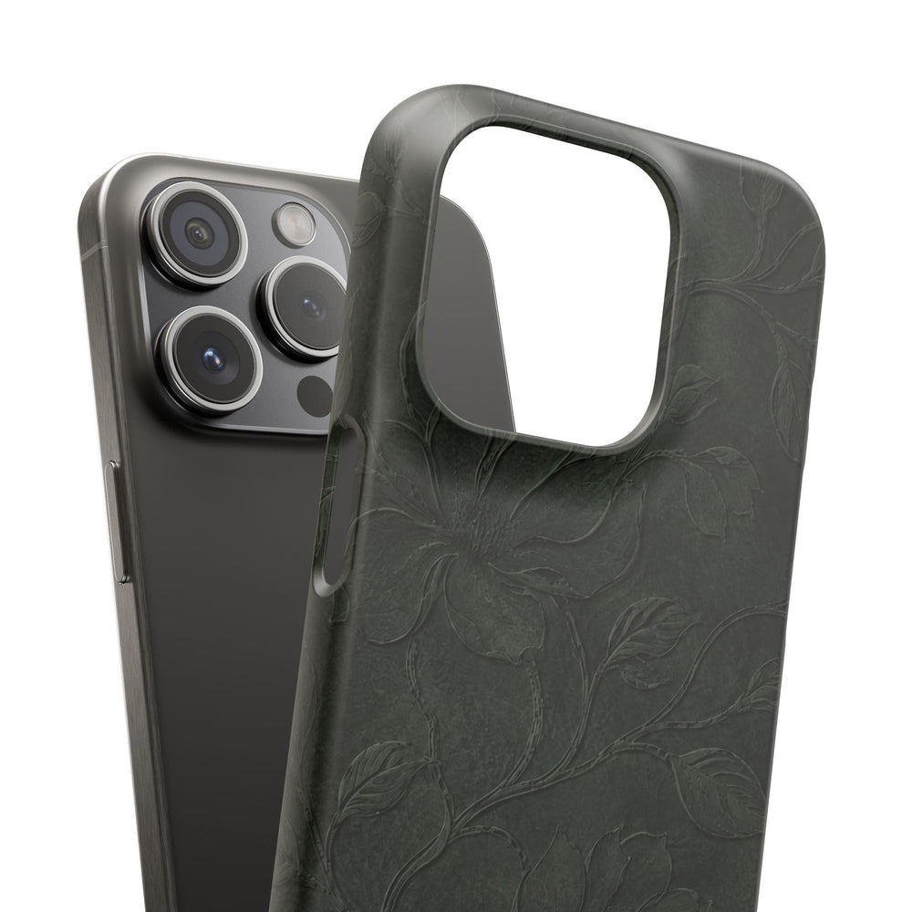 Dark Olive Floral Texture Snap Case