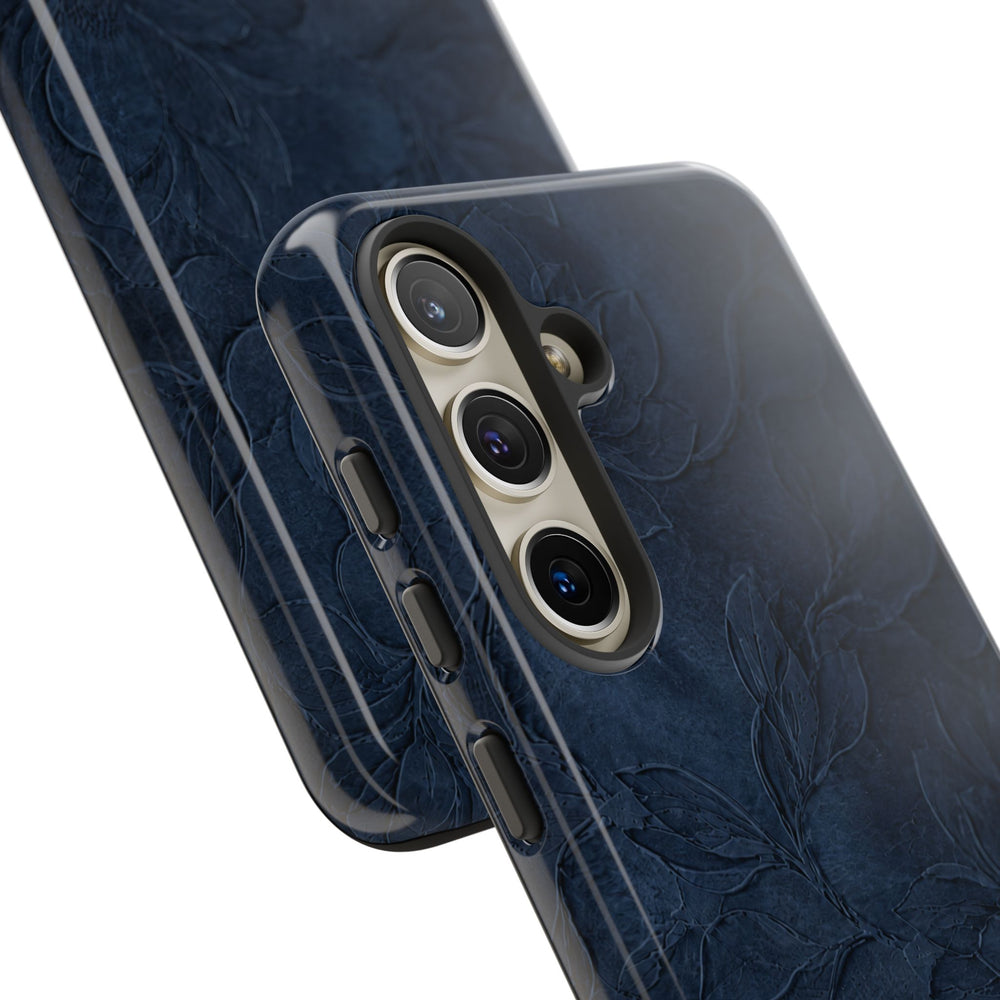 Navy Floral Textured Tough Case