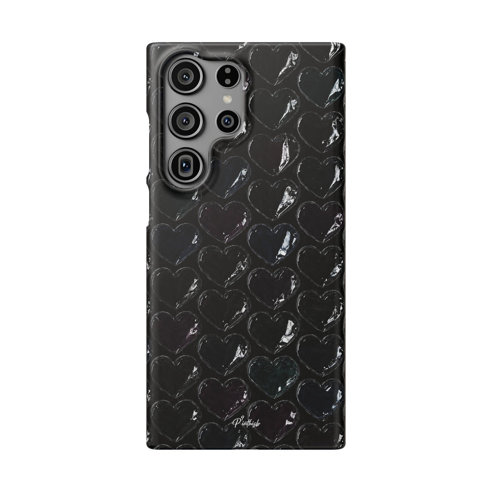 Black Pop Hearts Snap Case