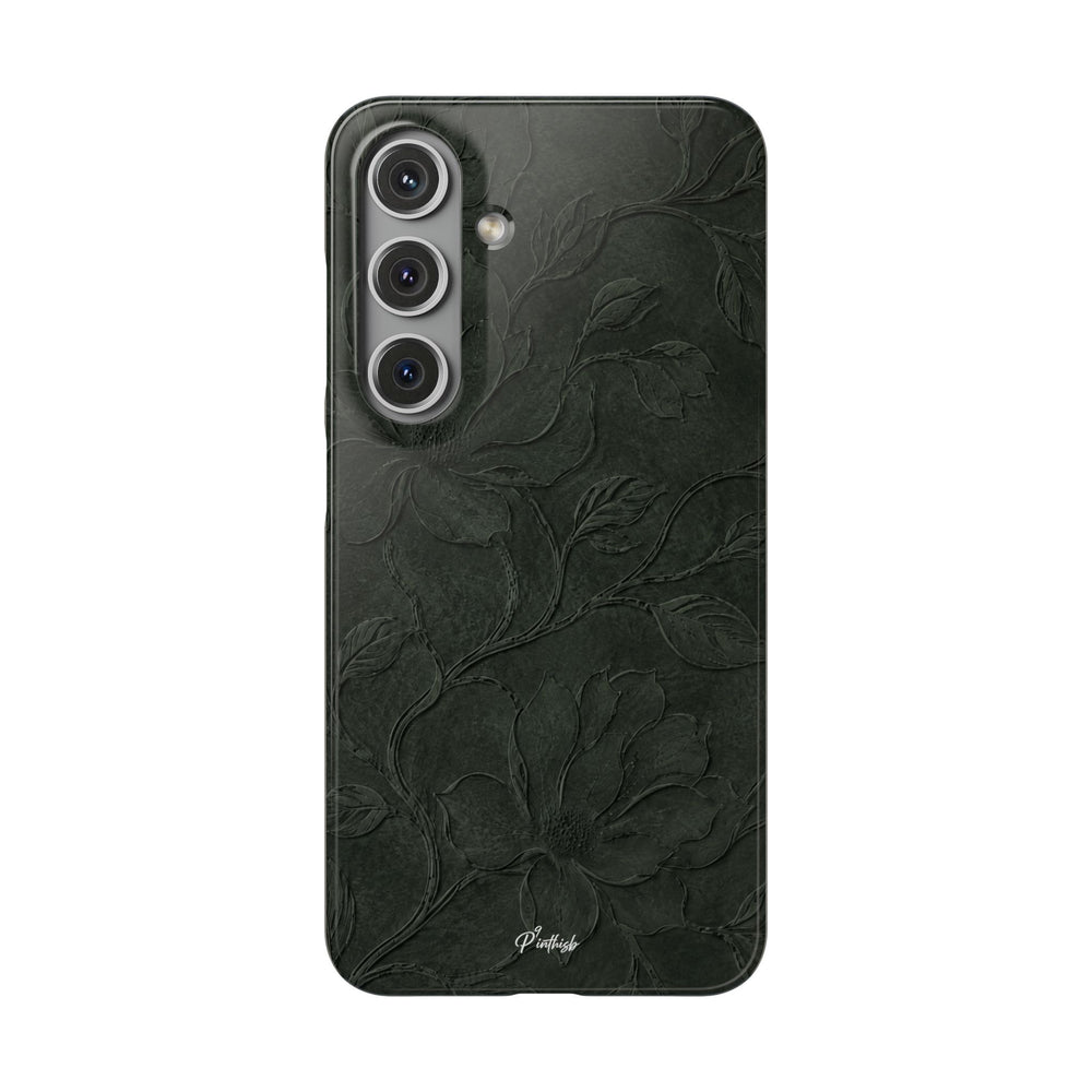 Dark Olive Floral Texture Snap Case