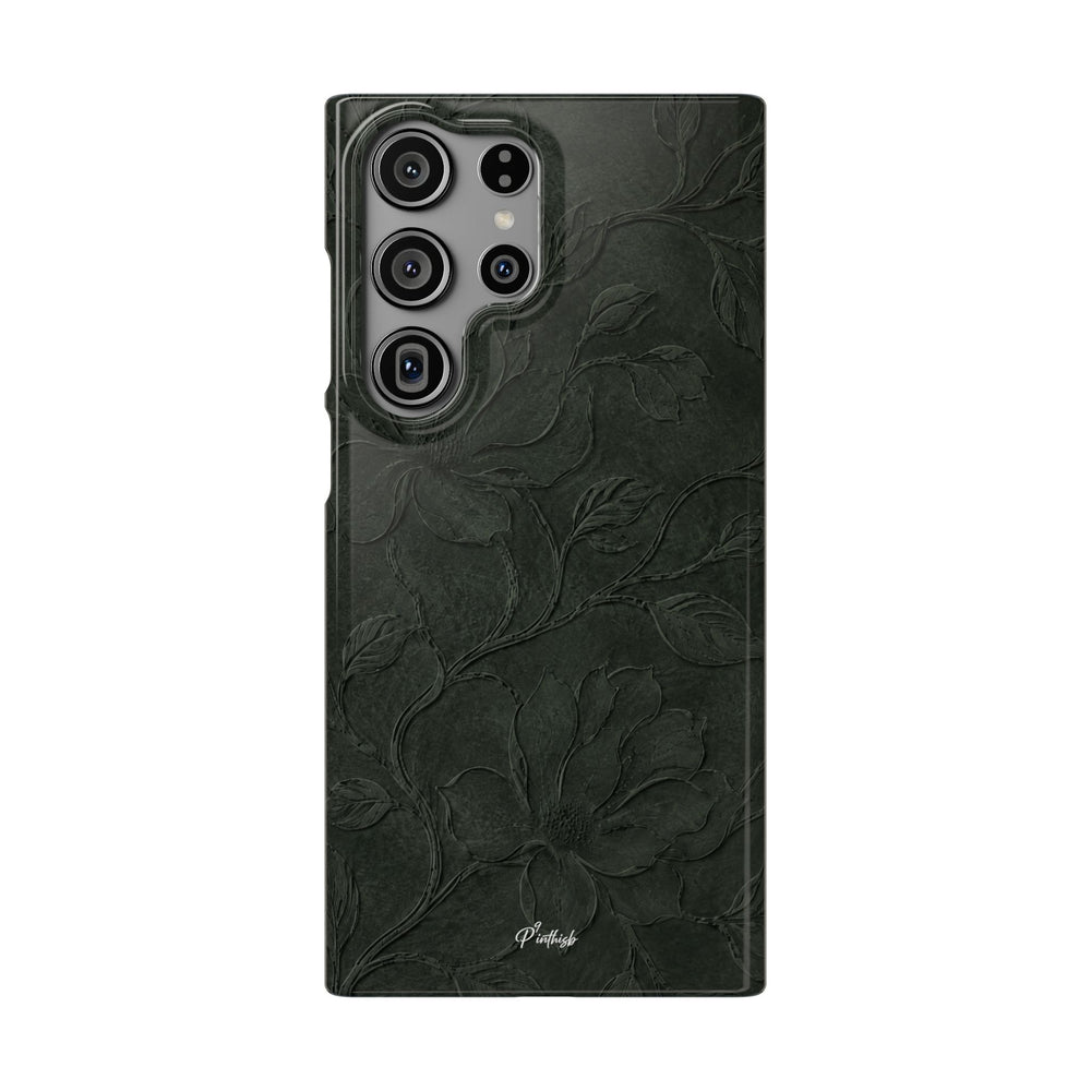 Dark Olive Floral Texture Snap Case