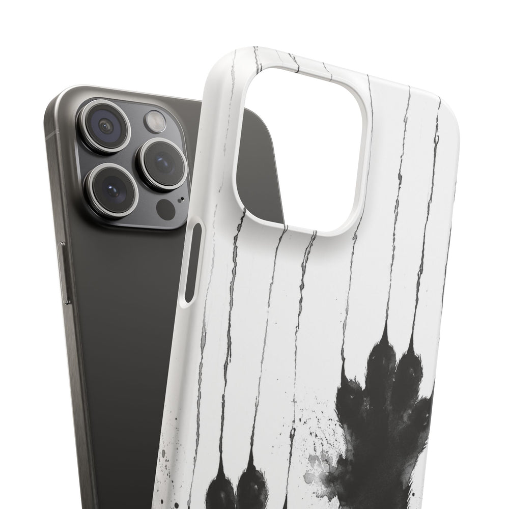 Black Ink Paw Print Snap Case