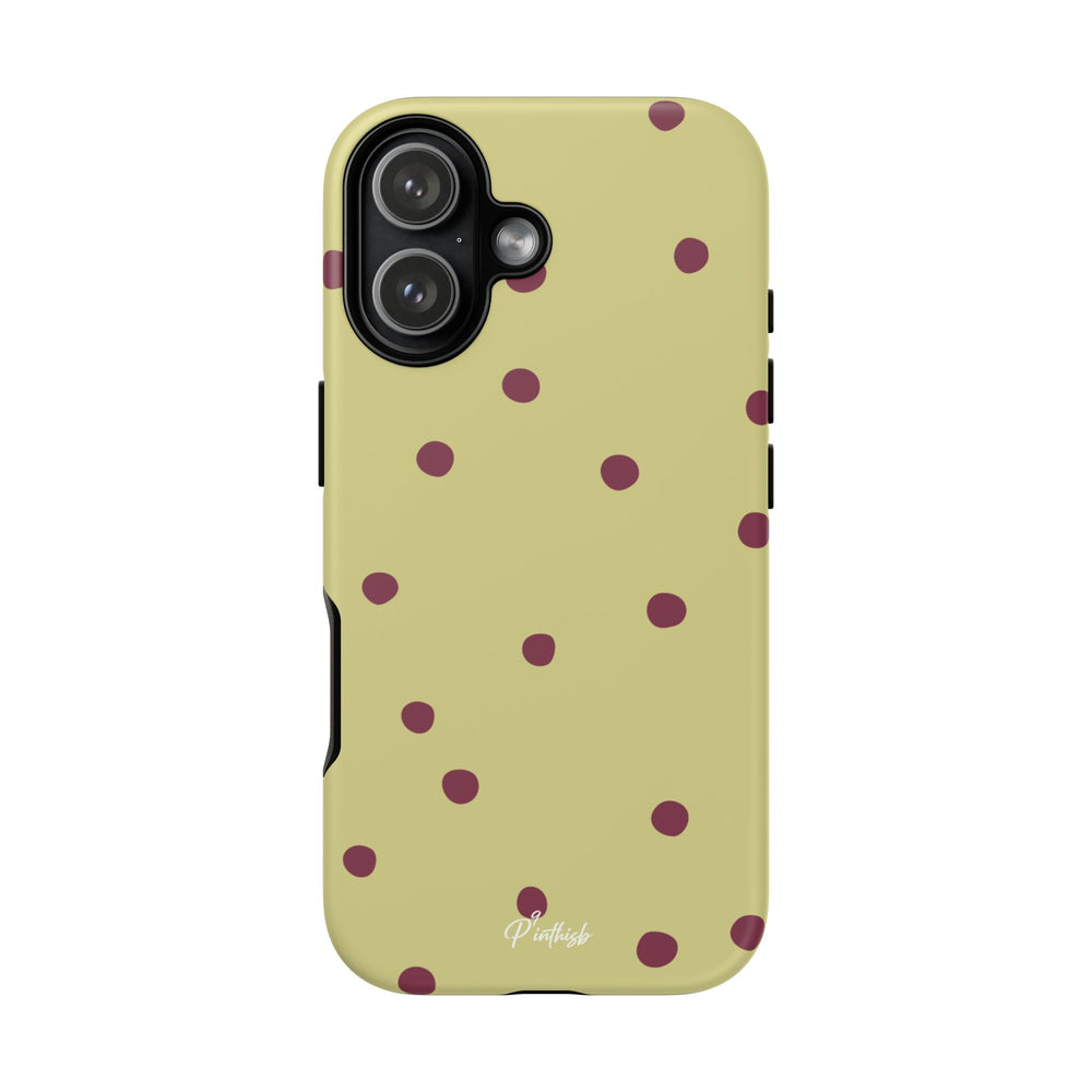 Yellow & Burgundy Polka Dot Tough Phone Case