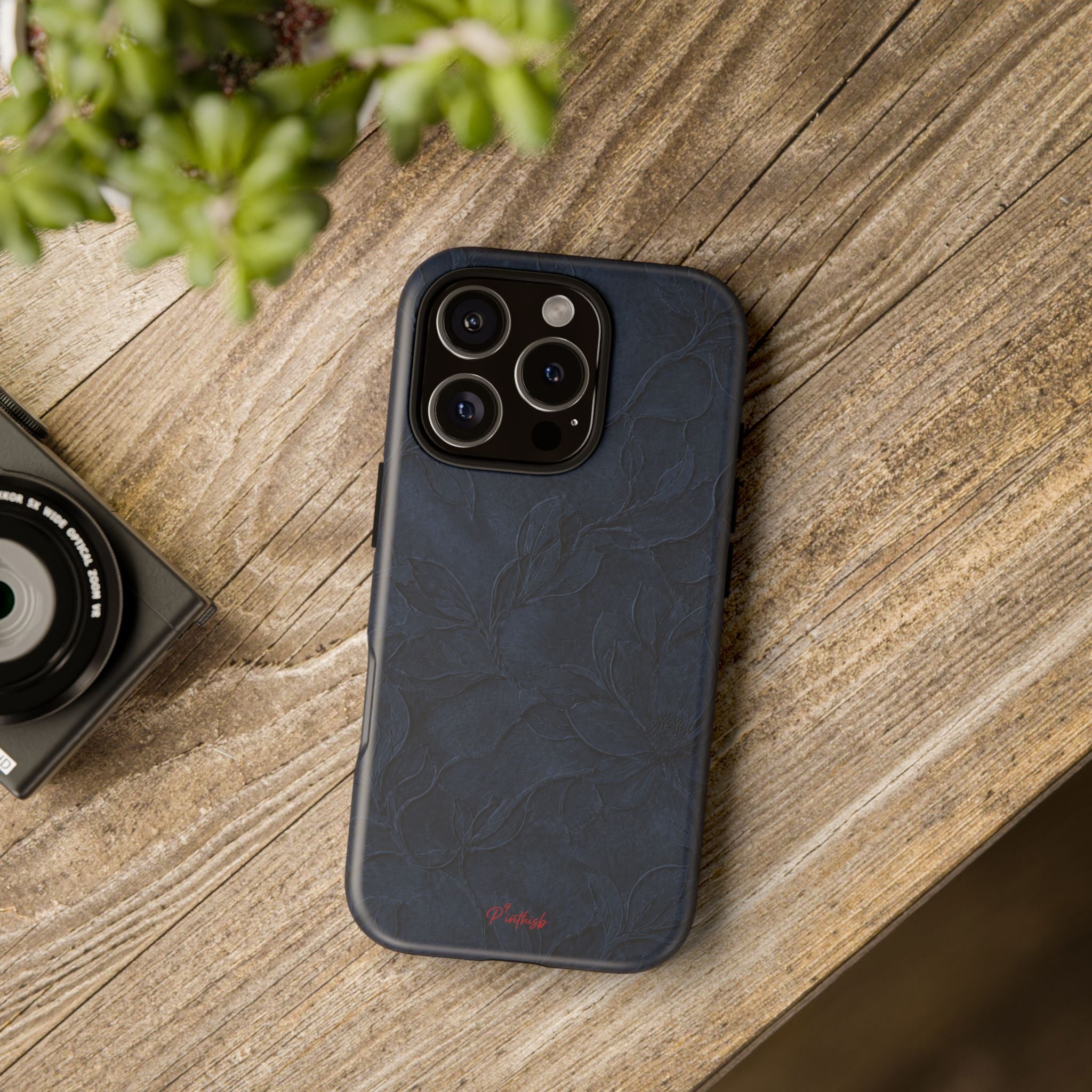 Navy Floral Textured Tough Case