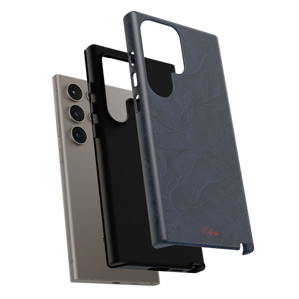 Navy Floral Textured Tough Case