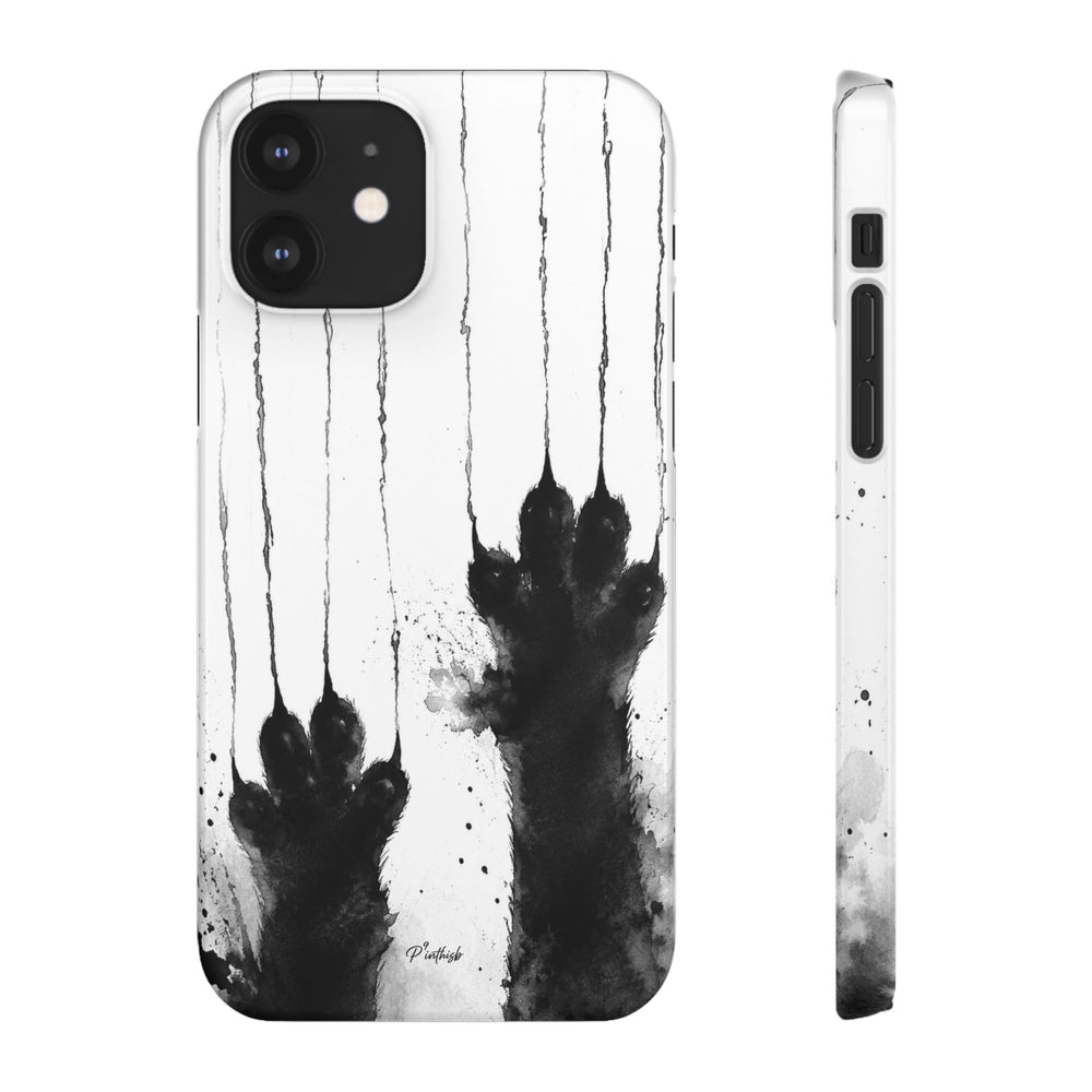 Black Ink Paw Print Snap Case