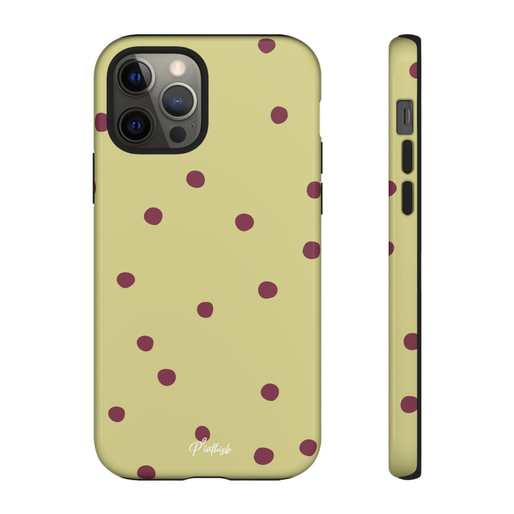 Yellow & Burgundy Polka Dot Tough Phone Case