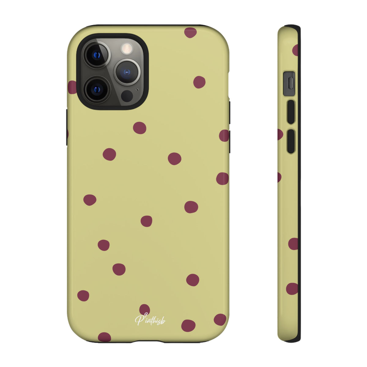 Yellow & Burgundy Polka Dot Tough Phone Case