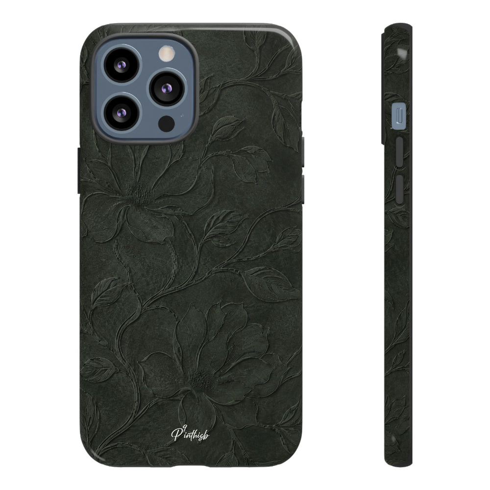 Dark Olive Floral Texture Tough Case