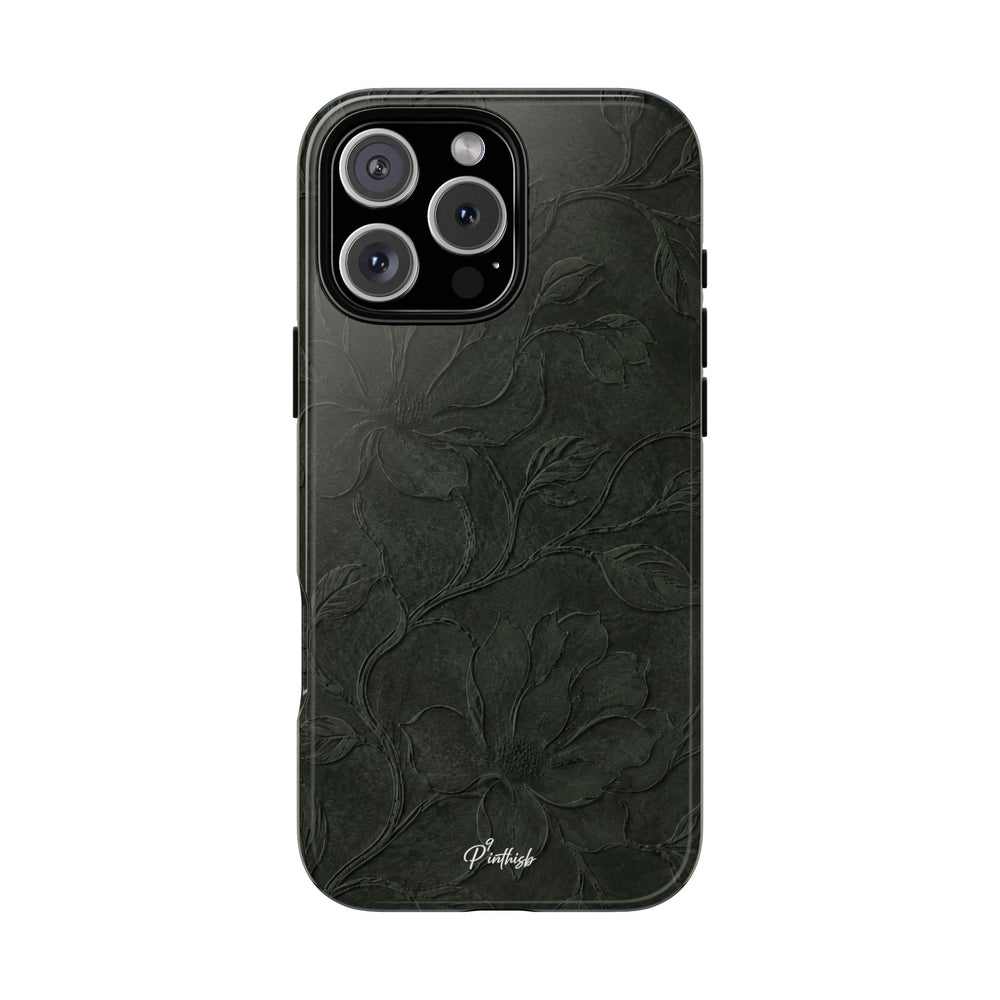 Dark Olive Floral Texture Tough Case