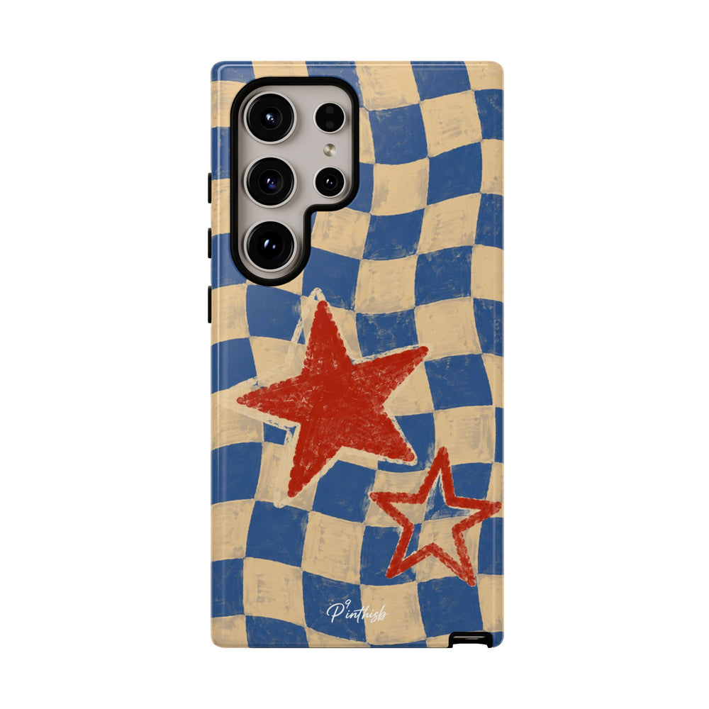 Blue & Cream Retro Star Phone Case